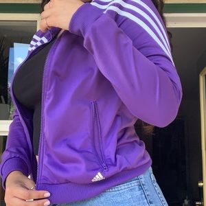 Purple ADIDAS zip up sweater